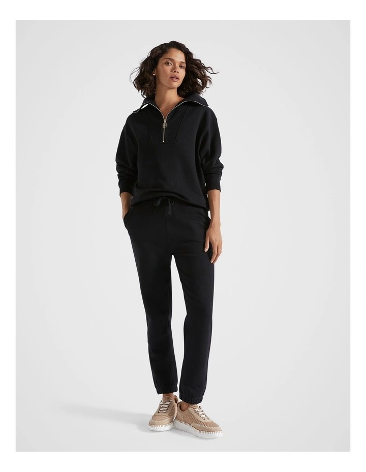 Core Half Zip Sweat in Black image 3