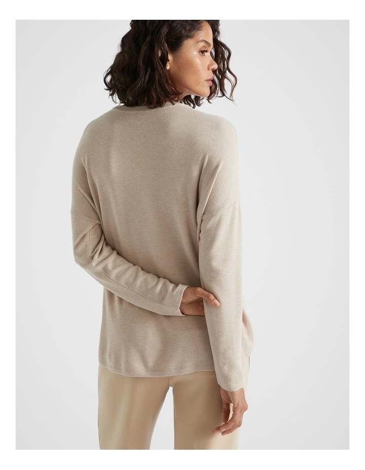 Waffle Supersoft Top in Champagne Beige Marle image 2