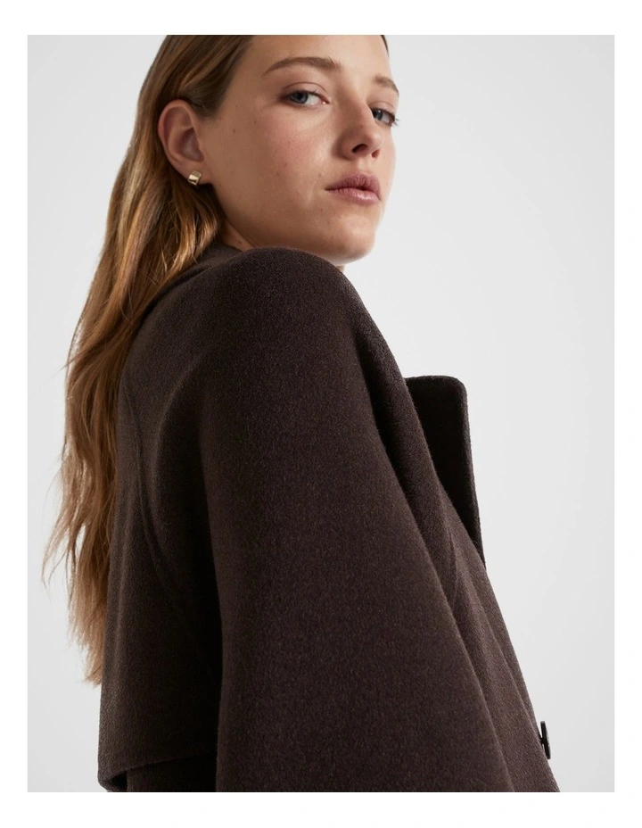 Wool Oversized Coat in Dark Espresso image 3