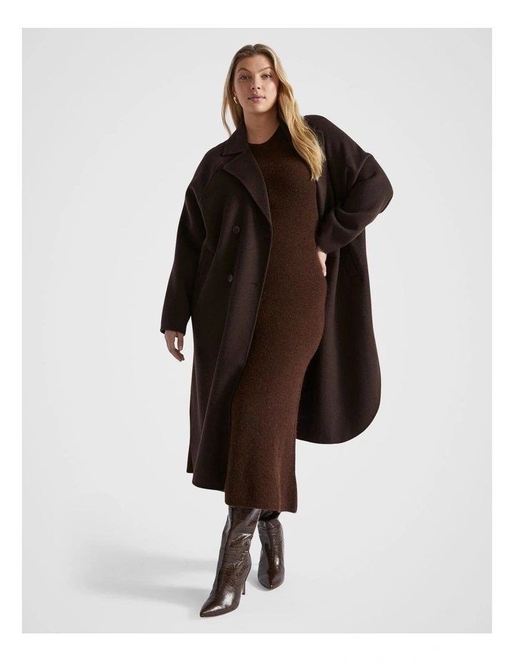 Wool Oversized Coat in Dark Espresso image 4