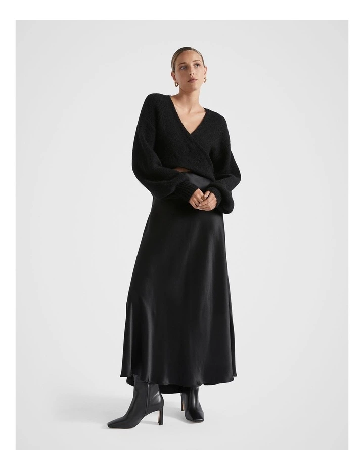 Wool Blend Drape Twist Knit in Black image 4