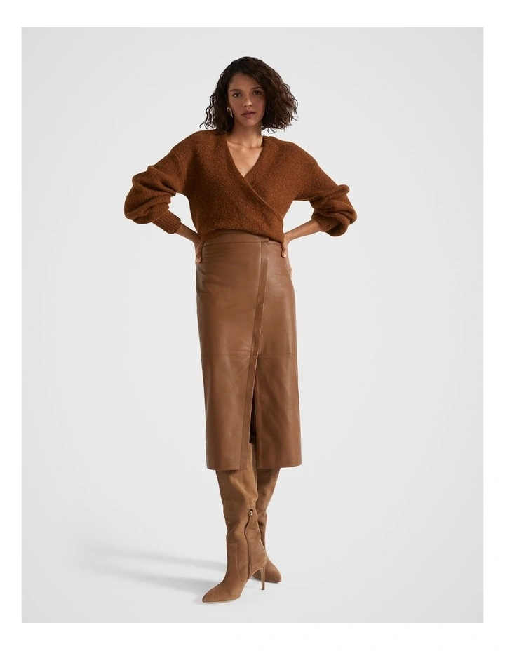 Wool Blend Drape Twist Knit in Spice Marle image 3