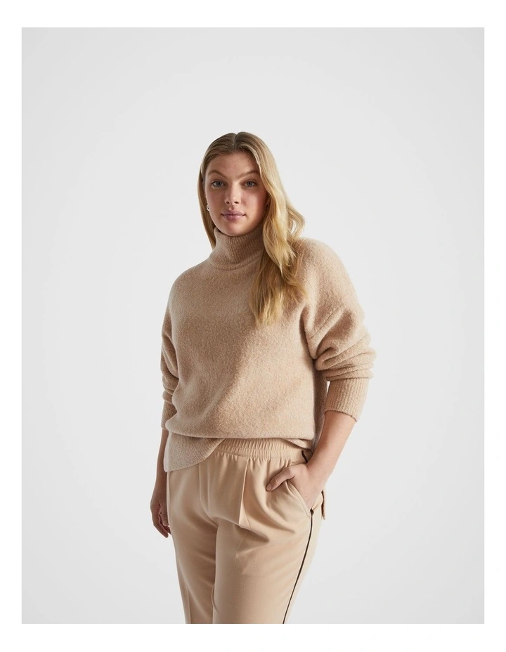 Mini Boucle Side Split Knit in Beige image 4