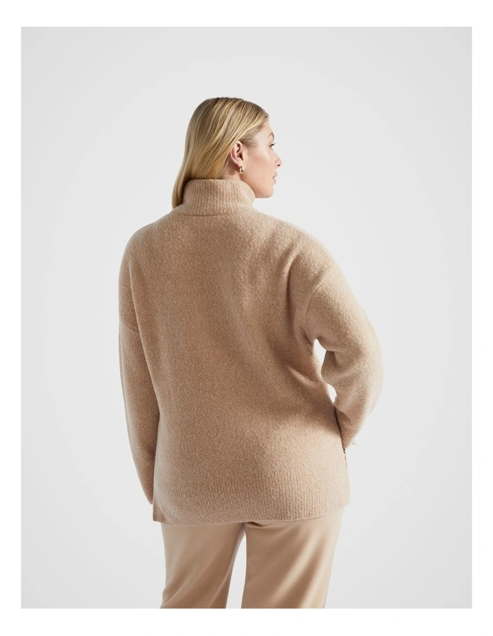 Mini Boucle Side Split Knit in Beige image 5