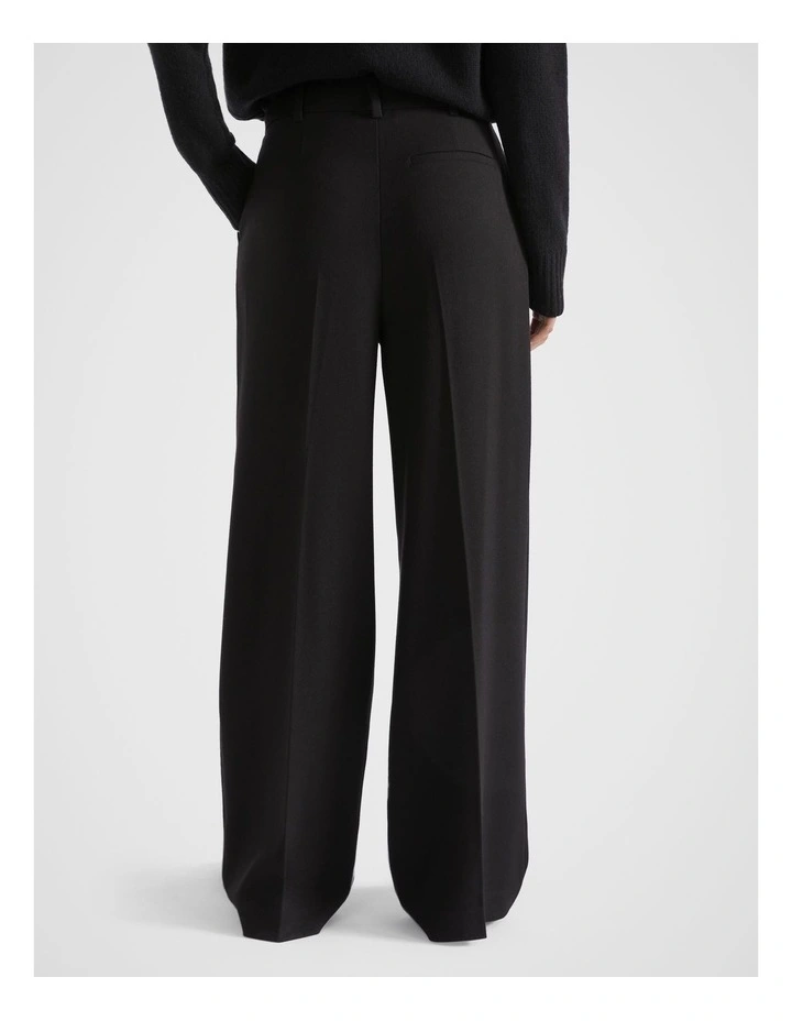 Button Front Pleat Trouser in Black image 2