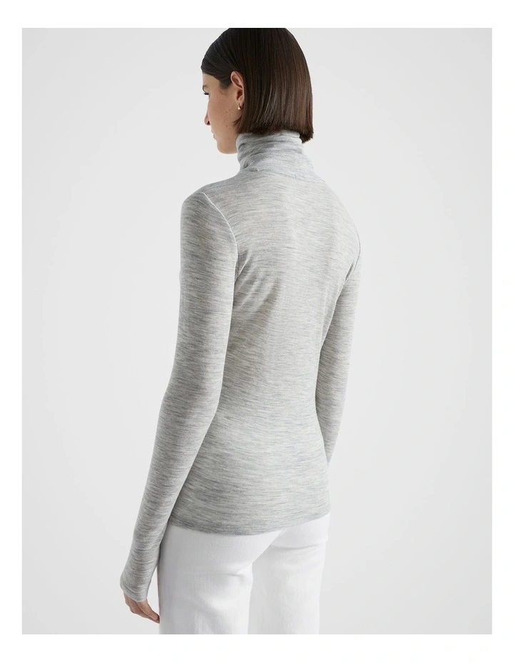 Babywool Roll Neck Top in Silver Marle image 2