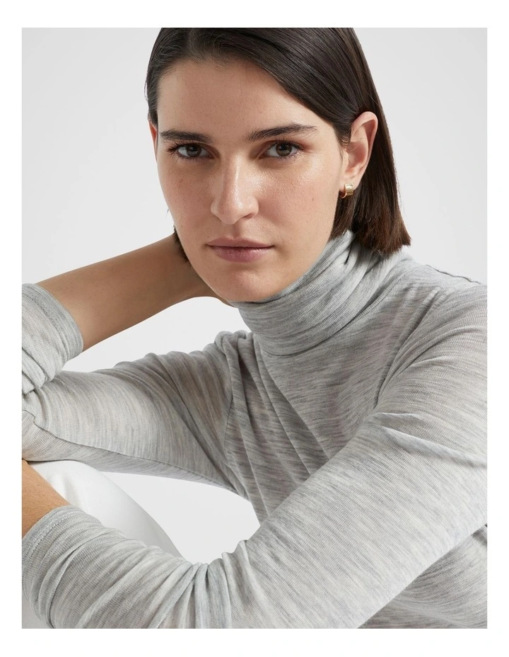 Babywool Roll Neck Top in Silver Marle image 3