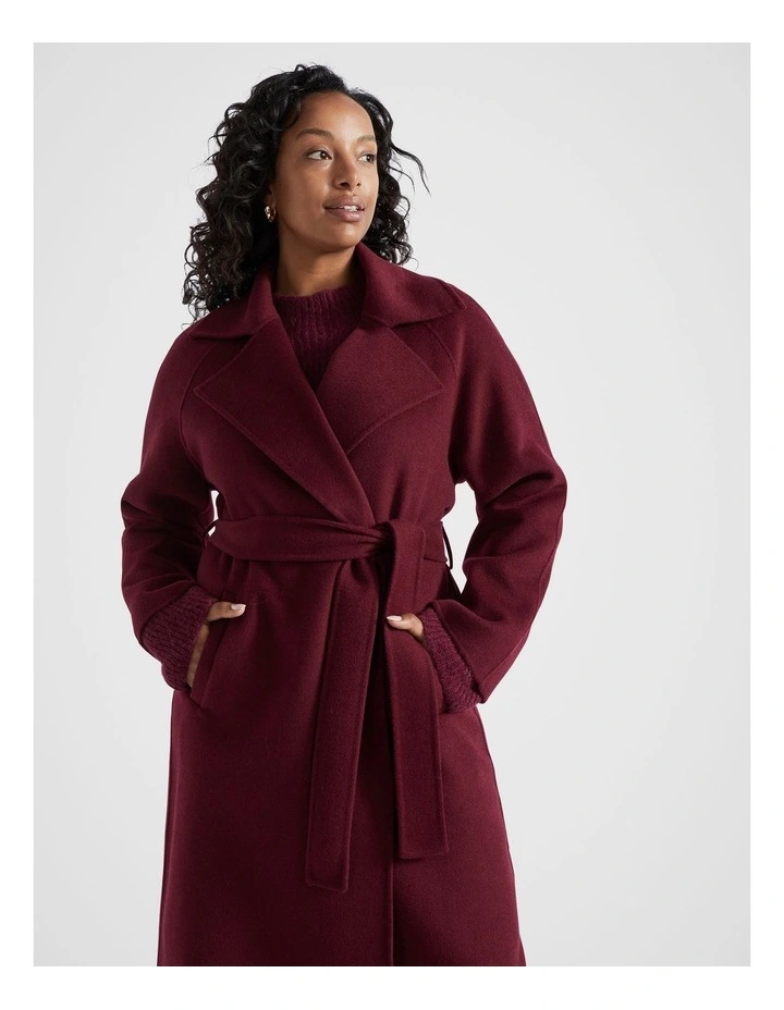 wool blend tie coat