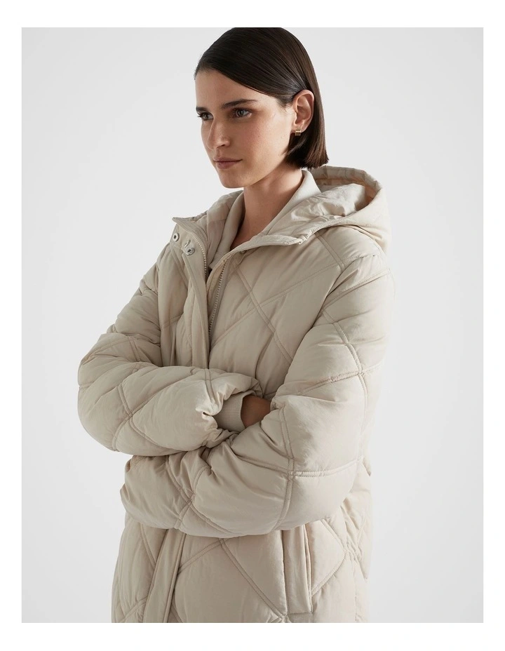 Snap Side Puffer Jacket in Oat image 3