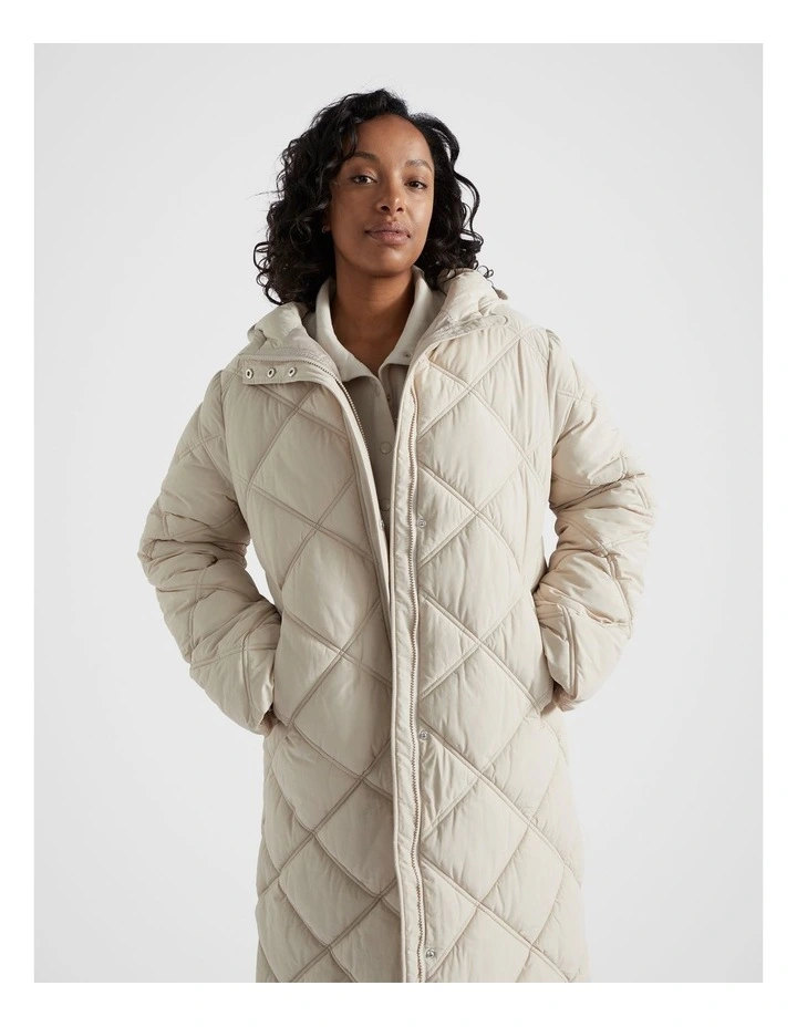 Snap Side Puffer Jacket in Oat image 4