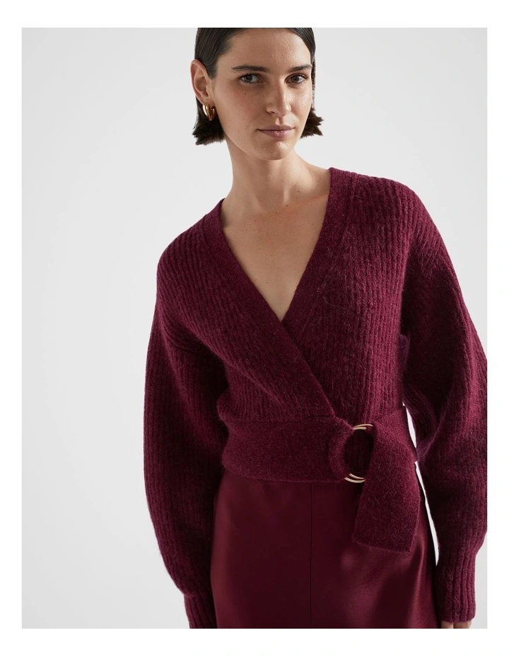 Wrap Front Sweater in Boysenberry Marle image 2