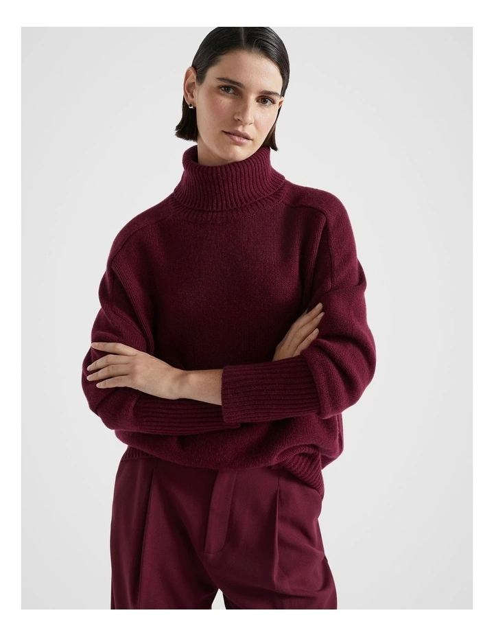Merino Wool Roll Neck in Boysenberry image 1