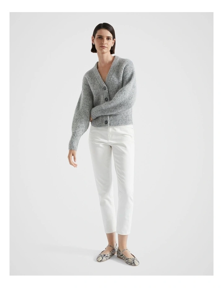 Wool Blend Cardigan in Silver Marle image 4