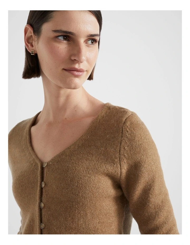 Seed Heritage Fitted Crop Cardigan In Deep Chai Marle MYER