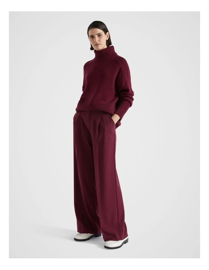 Button Front Pleat Trouser in Boysenberry image 1