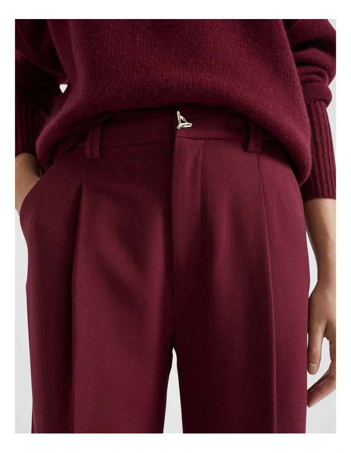 Button Front Pleat Trouser in Boysenberry image 3