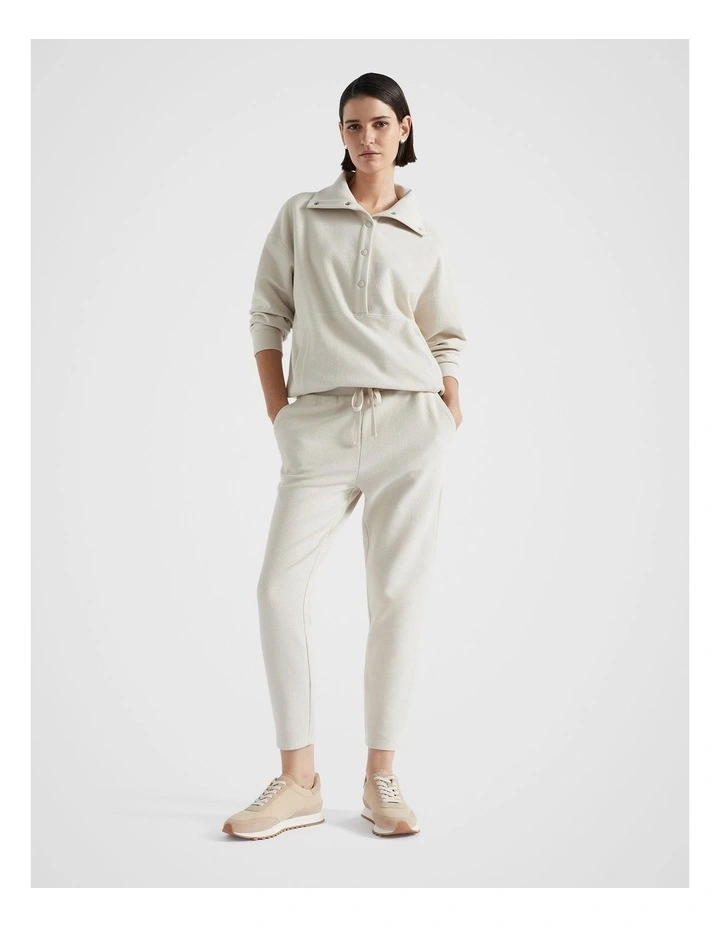 Reverse Terry Trackpant in Oat image 4