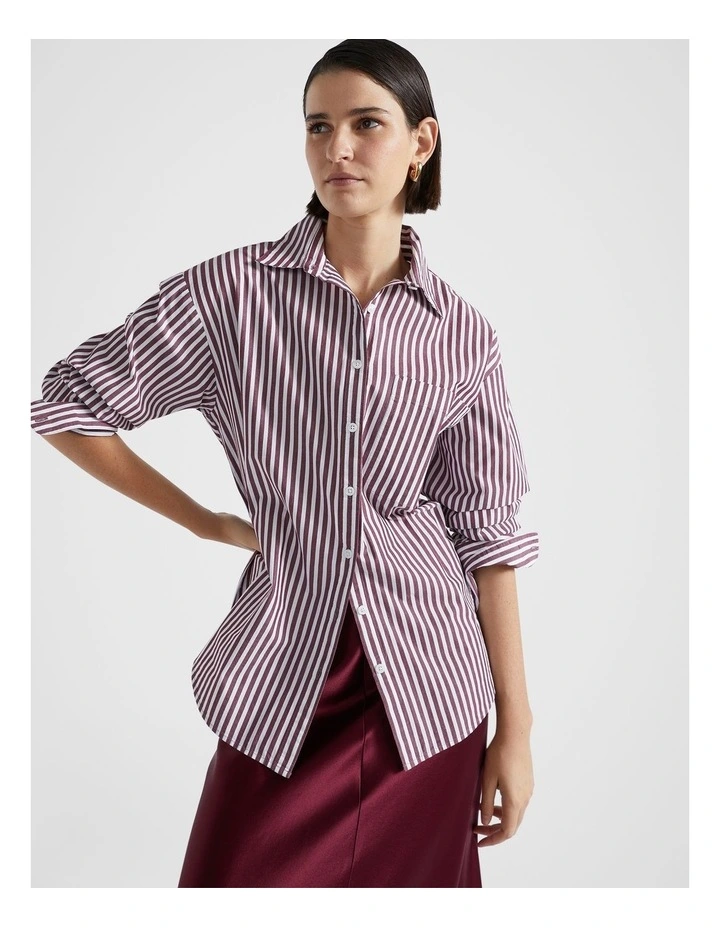 Poplin Pocket Front Shirt in Boysenberry Stripe image 1