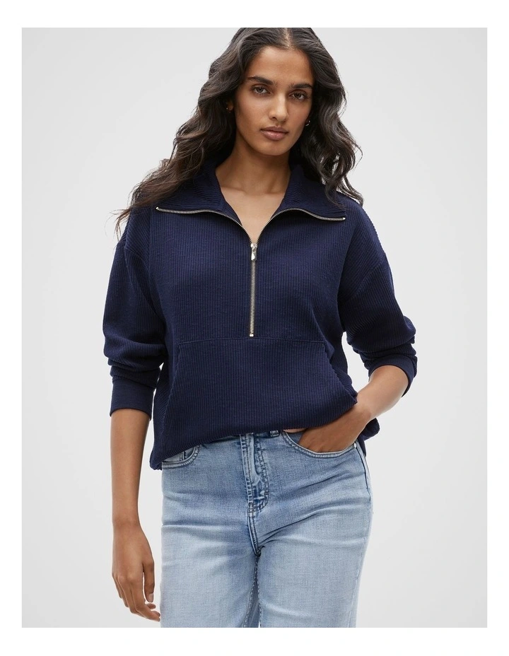 Supersoft Zip Thru Sweat Top in Midnight Sky image 1