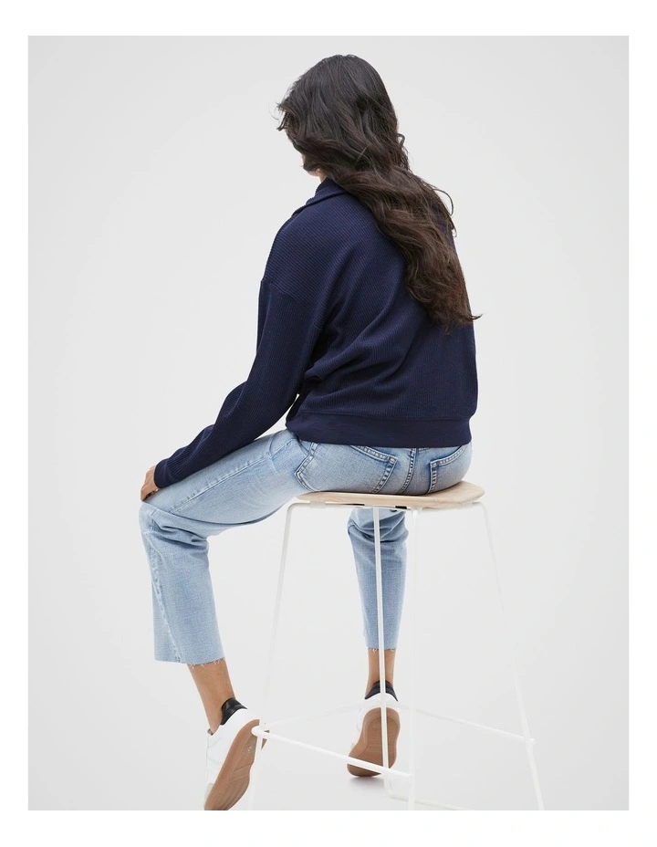 Supersoft Zip Thru Sweat Top in Midnight Sky image 2
