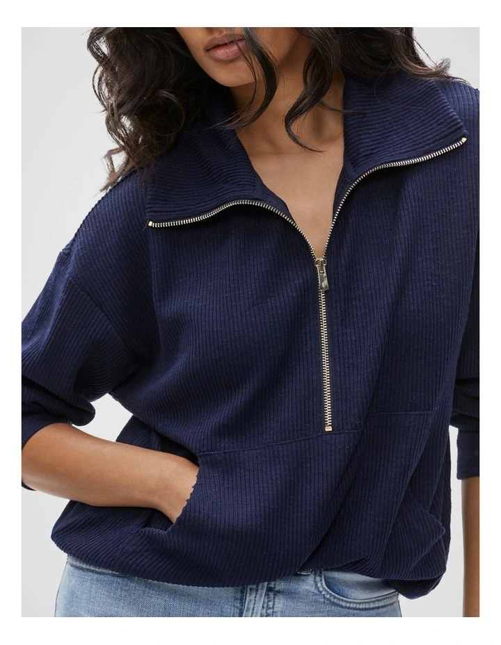 Supersoft Zip Thru Sweat Top in Midnight Sky image 3