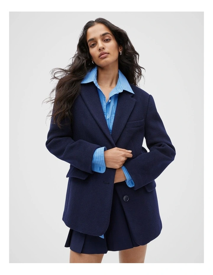 Relaxed Wool Blazer in Midnight Sky image 3
