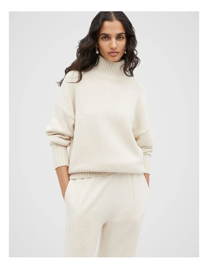 Mock Neck Oversized Knit in Vanilla Cream Marle image 2