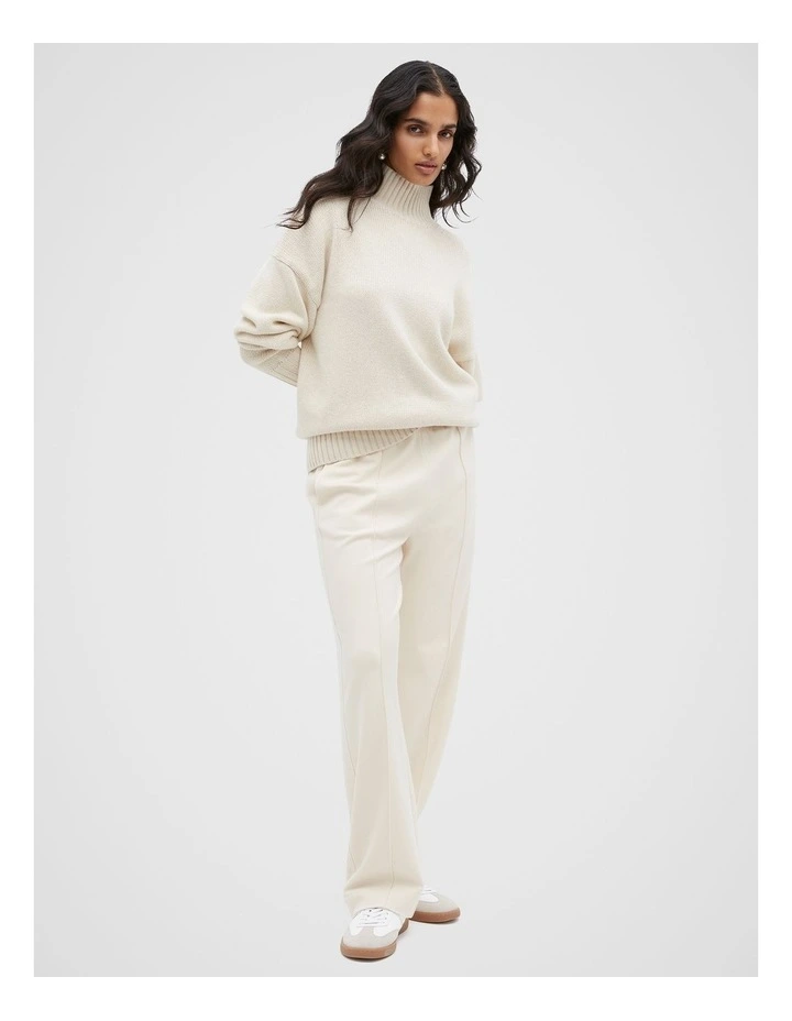 Mock Neck Oversized Knit in Vanilla Cream Marle image 3