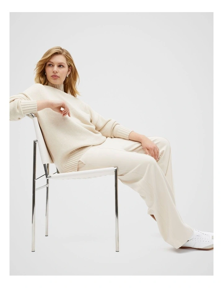 Mock Neck Oversized Knit in Vanilla Cream Marle image 5