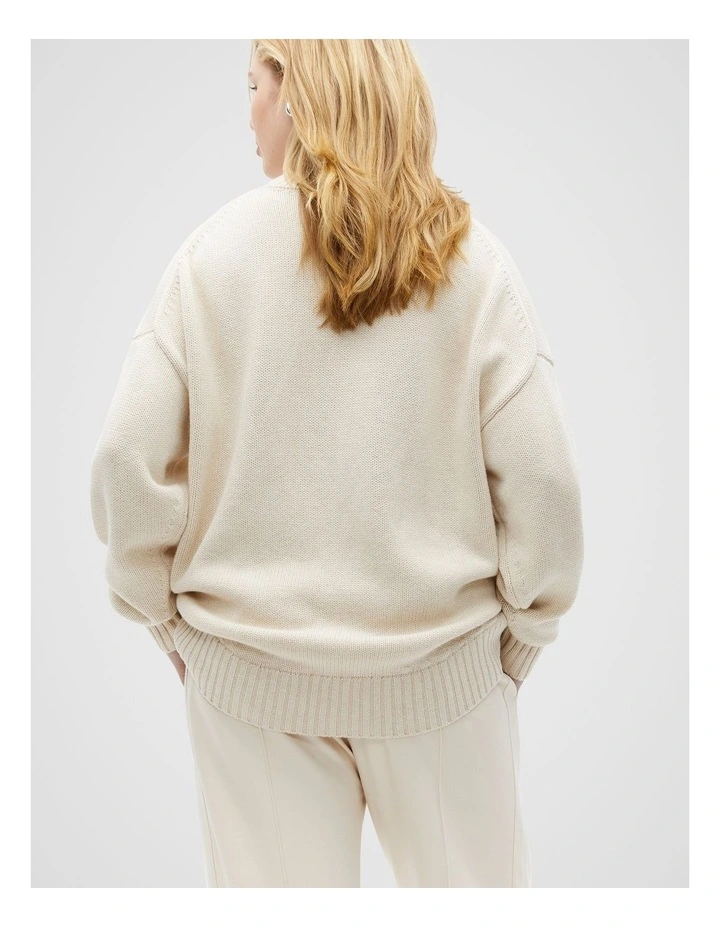 Mock Neck Oversized Knit in Vanilla Cream Marle image 6