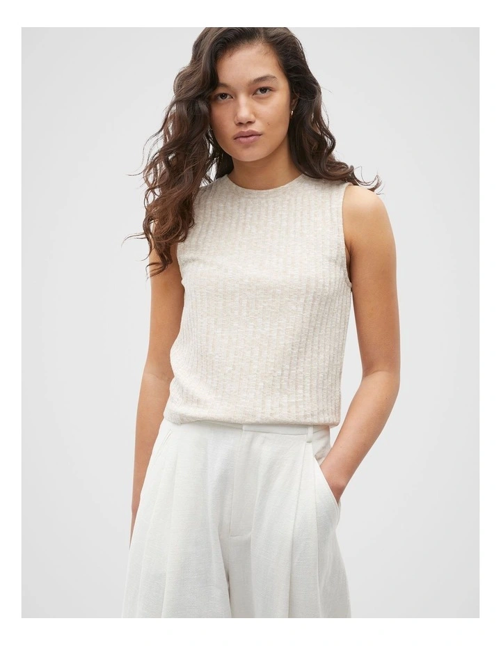 Ribbed Textured Shell Top in Sandshell Twist image 1