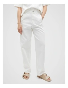 Denim Barrel Leg Jean in Cloud Cream