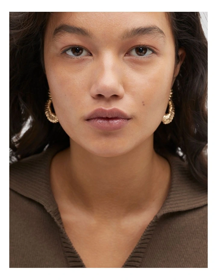 Textured Drop Earring in Gold image 2