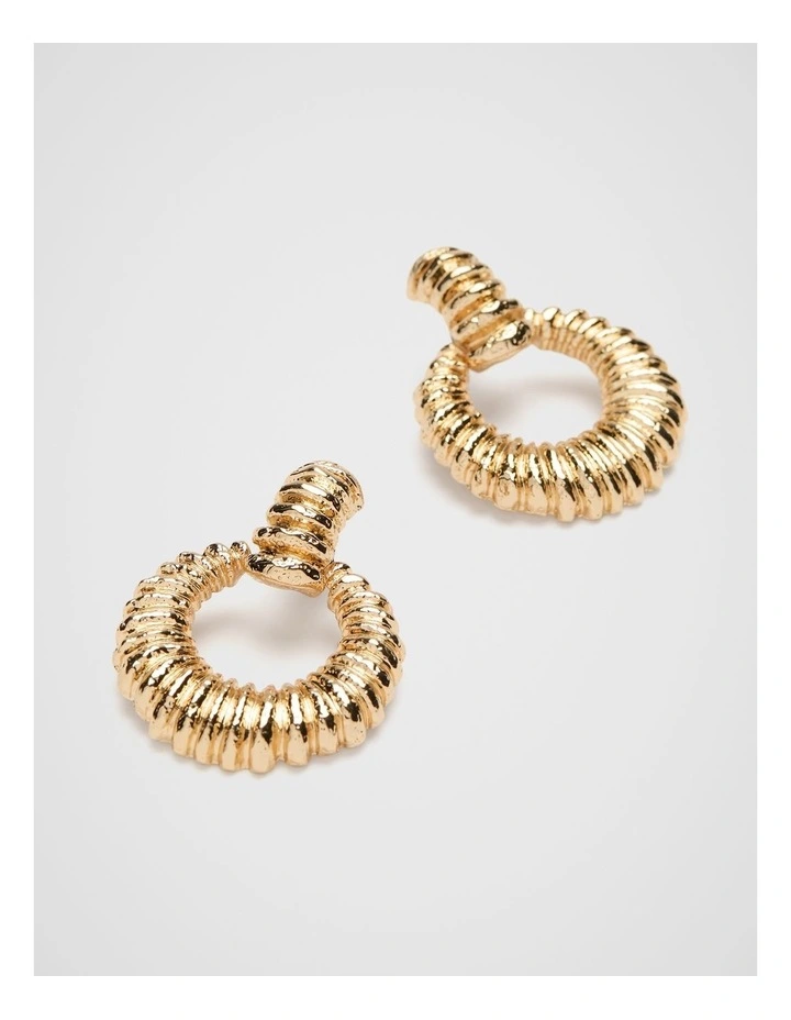 Textured Drop Earring in Gold image 3