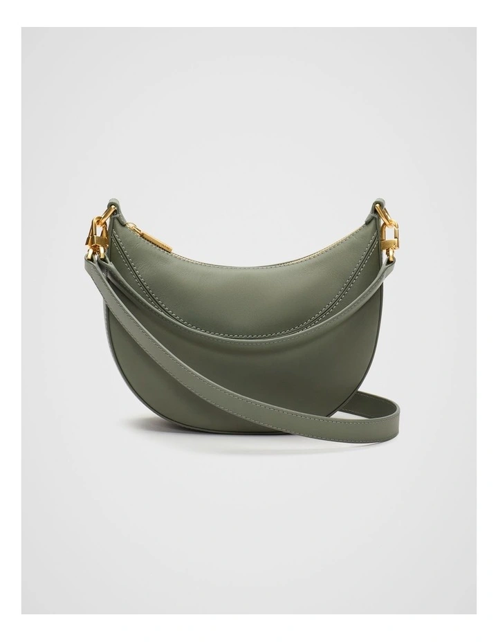 Leather Crescent Crossbody Bag in Martini image 1