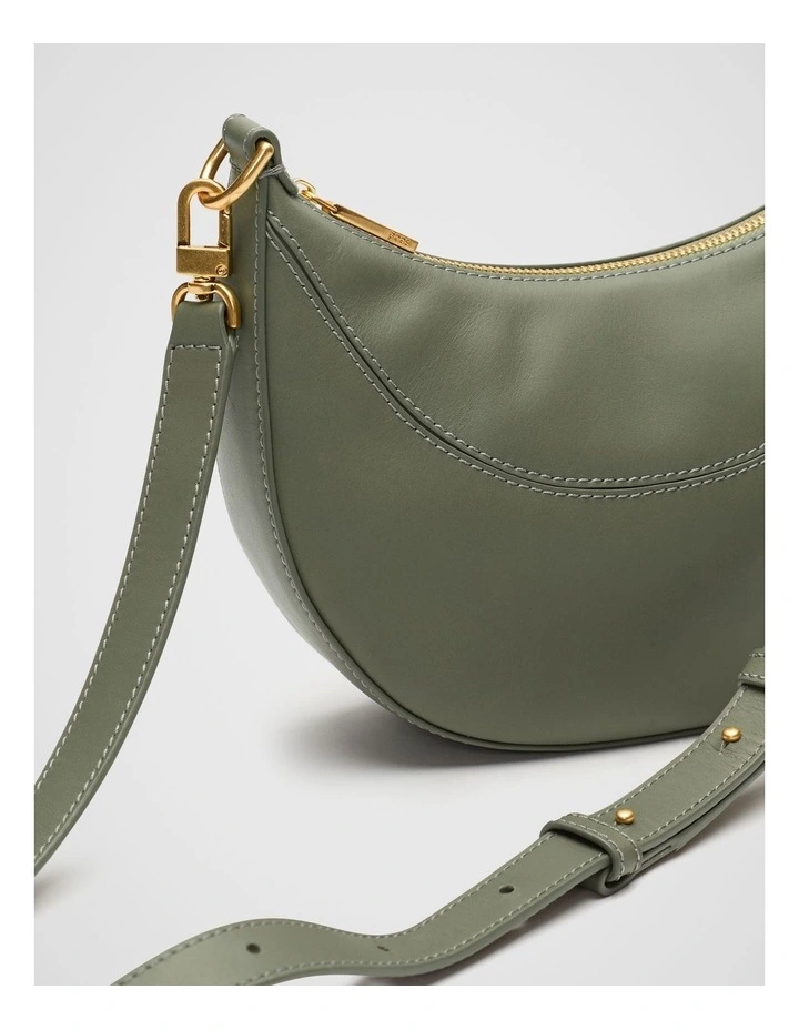 Leather Crescent Crossbody Bag in Martini image 3