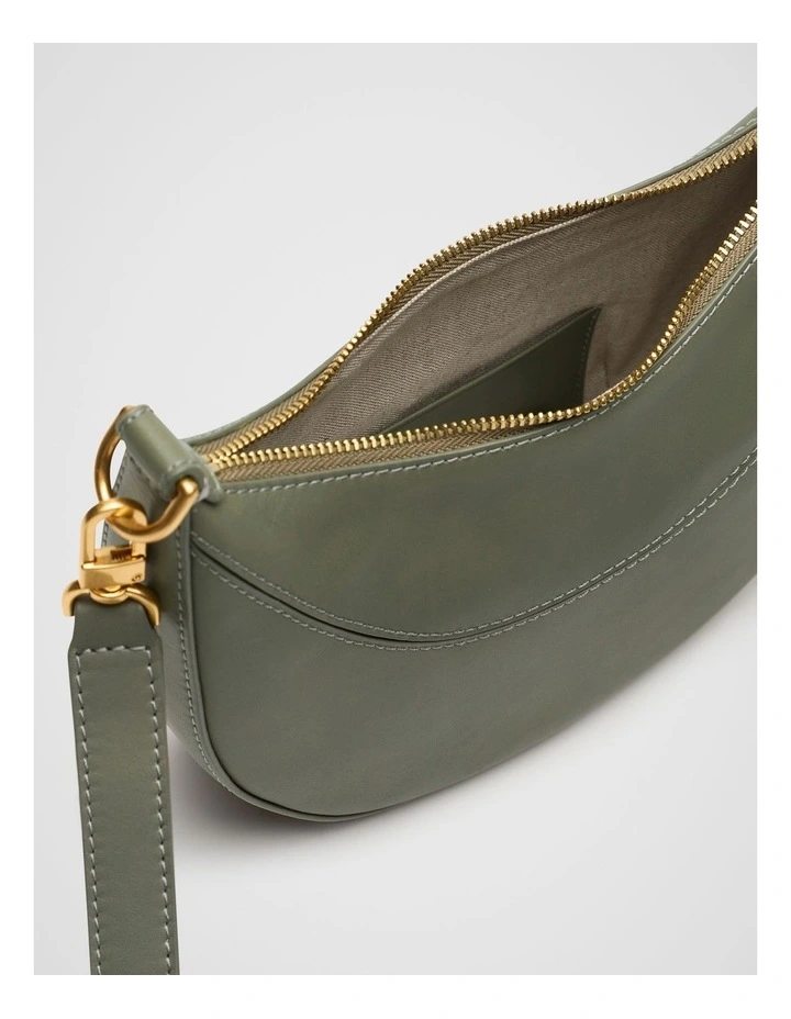 Leather Crescent Crossbody Bag in Martini image 4