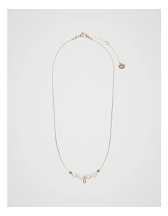 Fine Pearl Initial Necklace B in Multi