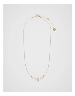 Fine Pearl Initial Necklace D in Multi