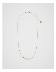 Fine Pearl Initial Necklace J in Multi