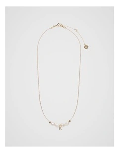 Fine Pearl Initial Necklace K in Multi