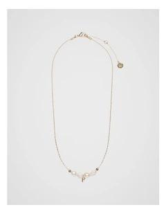 Fine Pearl P Initial Necklace in Multi