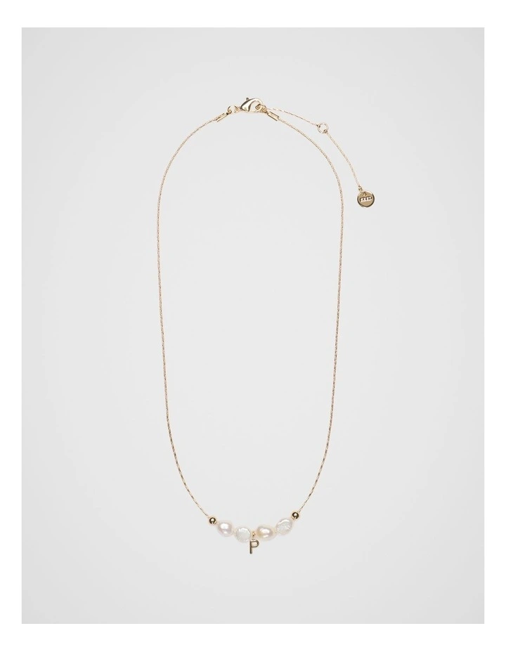 Fine Pearl P Initial Necklace in Multi image 1