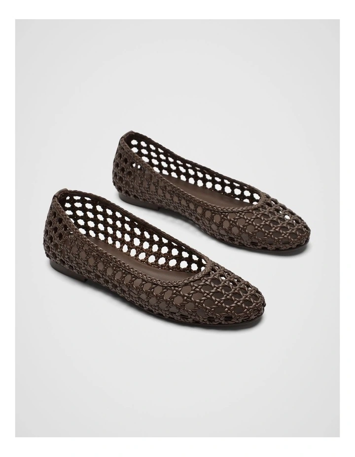 Eve Woven Ballet Flat in Affogato image 3