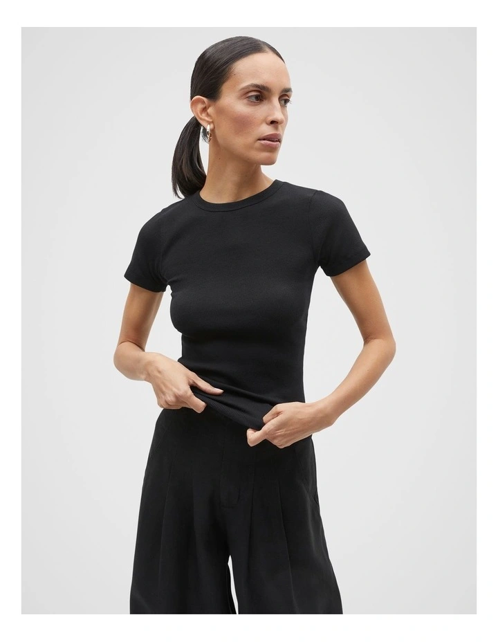 Australian Cotton Rib Tee in Black image 1