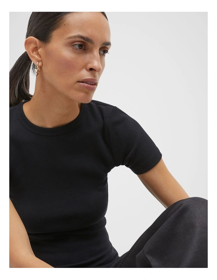 Australian Cotton Rib Tee in Black image 3