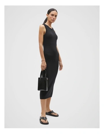 Knit Tank Midi Dress in Black
