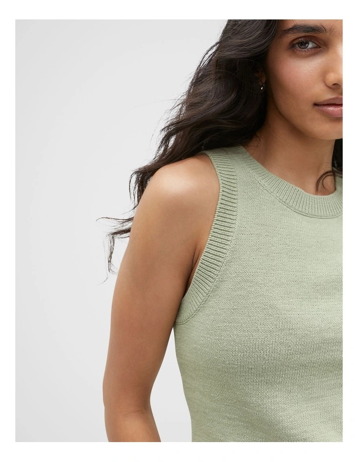 Cotton Knit Top in Pale Olive image 1
