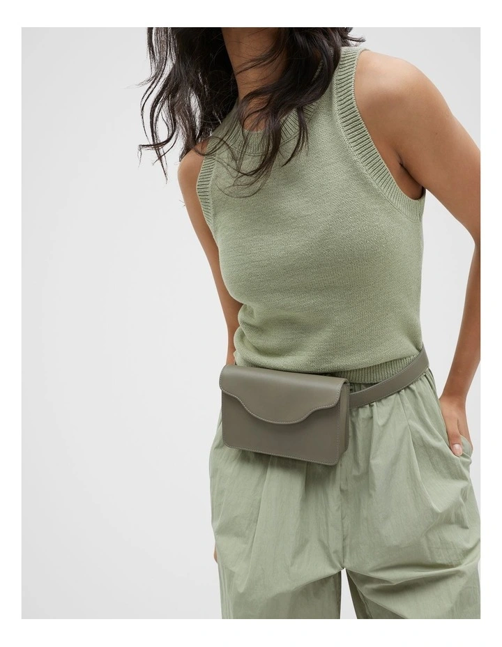 Cotton Knit Top in Pale Olive image 3