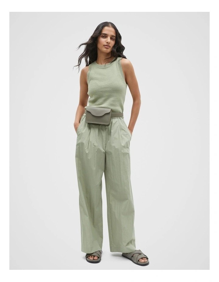 Cotton Knit Top in Pale Olive image 4